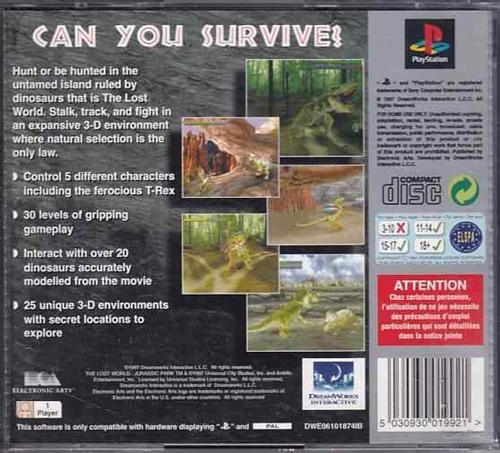 The Lost World Jurassic Park - Platinum - PS1 (B Grade) (Genbrug)